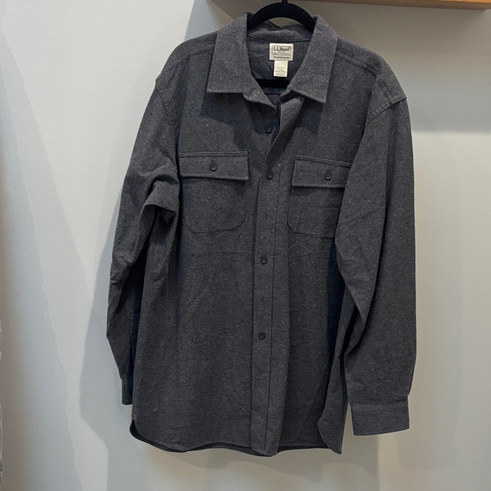 L.L. Bean Dark Gray Button-Up Wool Shirt Jacket